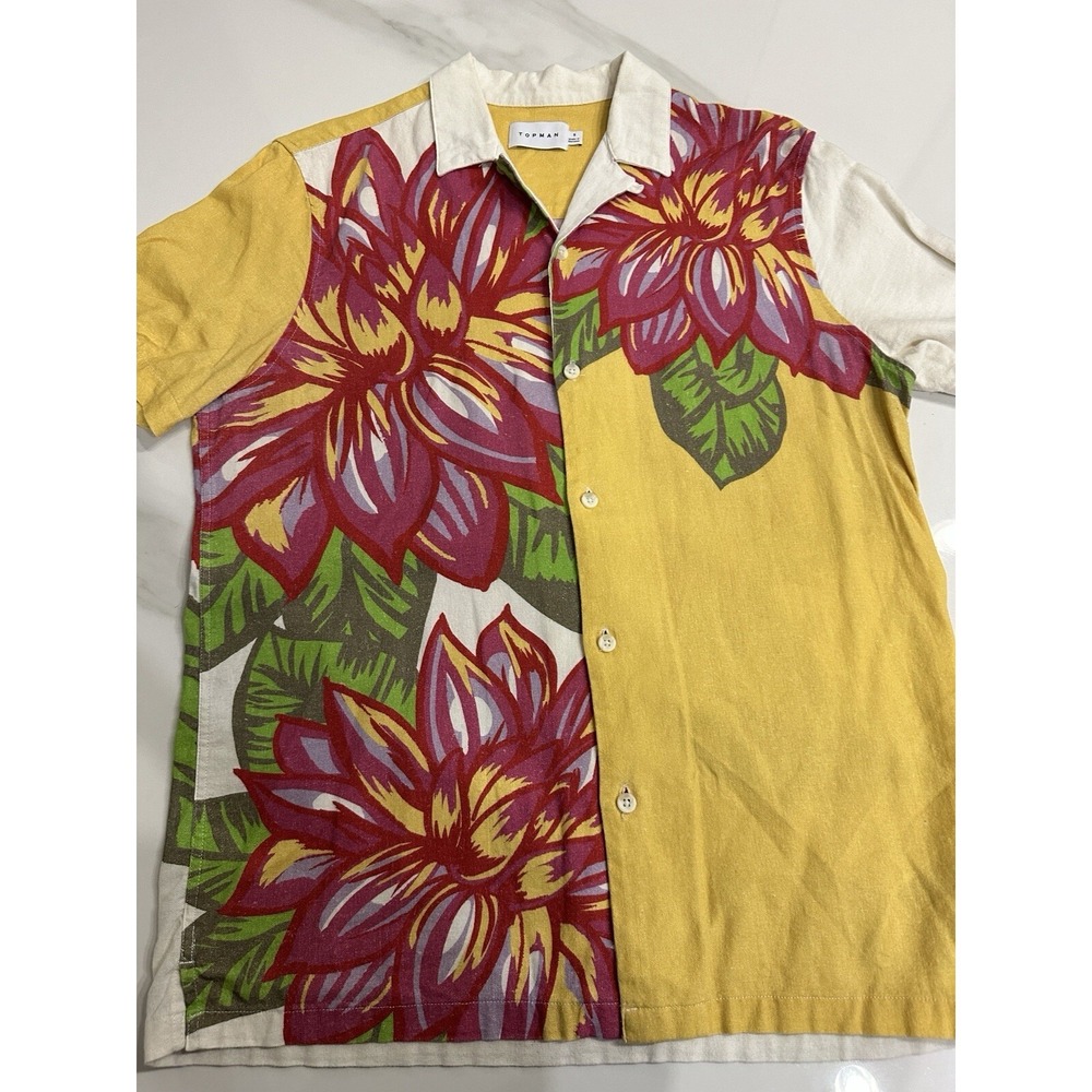 Topman‎ Casual Button Up Tropical Floral Shirt Short Sleeve Small Colorful